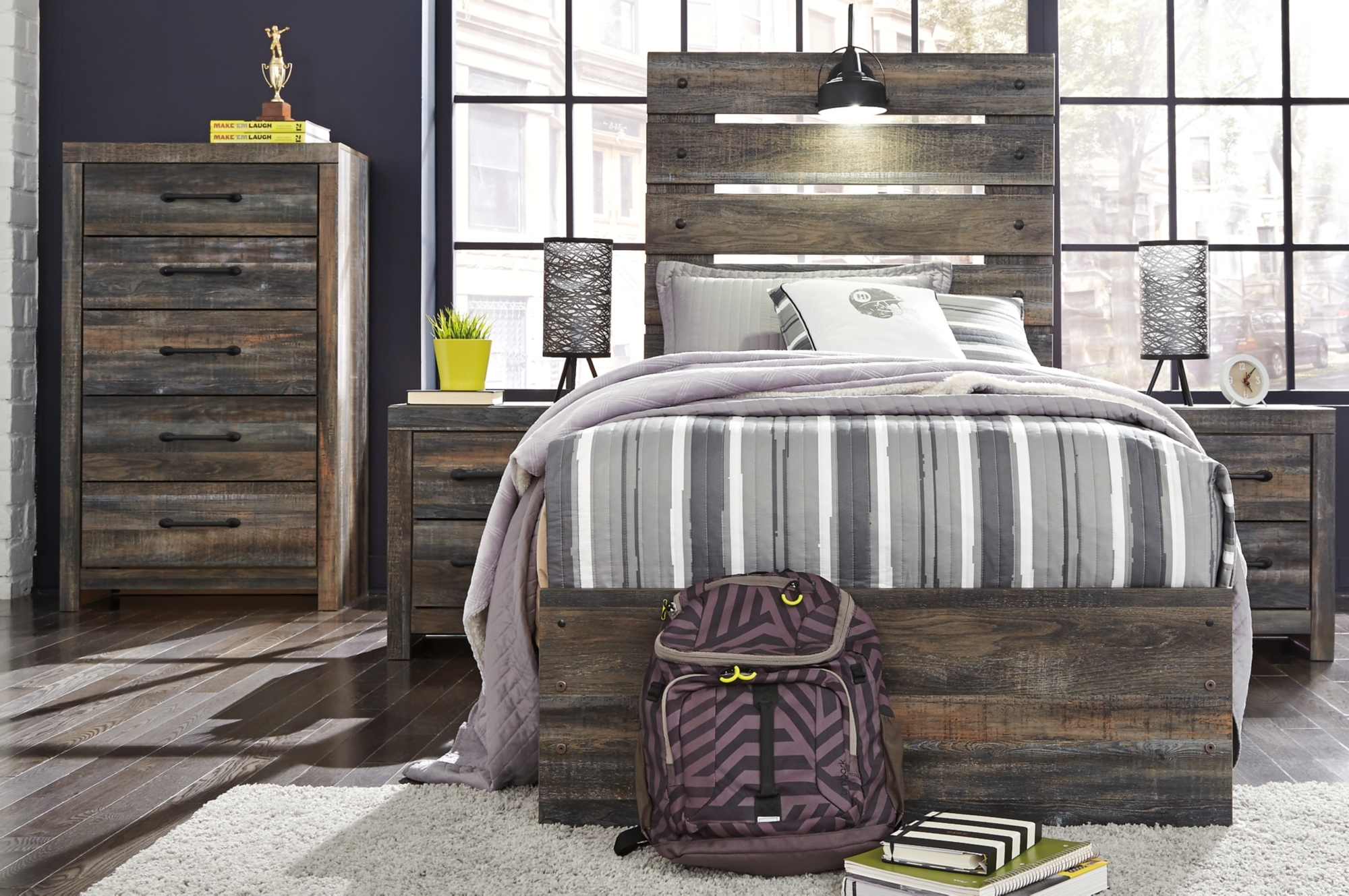 Signature Design by Ashley Drystan Twin Panel Bed With 4 Storage Drawers
