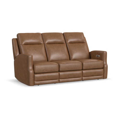 Transitional Power Reclining Sofa with Power Headrest and Lumbar