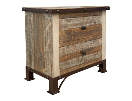 Rustic 2-Drawer Nightstand with Microfiber Lined Drawer