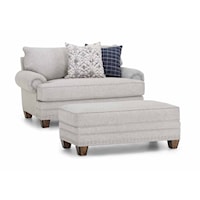 Transitional Chair & a Half with Ottoman Set