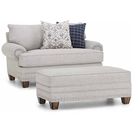 Transitional Chair & a Half with Ottoman Set