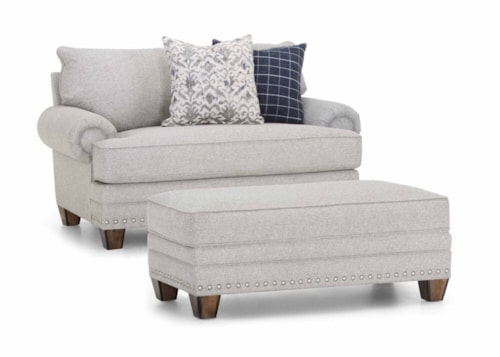Transitional Chair & a Half with Ottoman Set