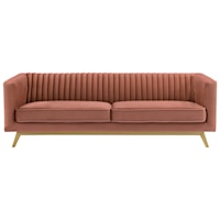 Modern Velvet Sofa with Matte Gold Metal Legs