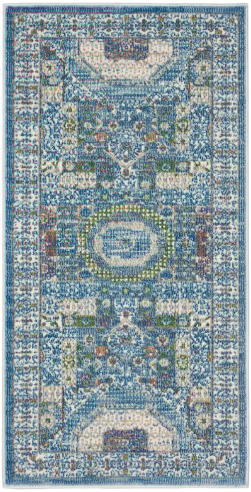 2' x 4' Ivory Light Blue Runner Rug