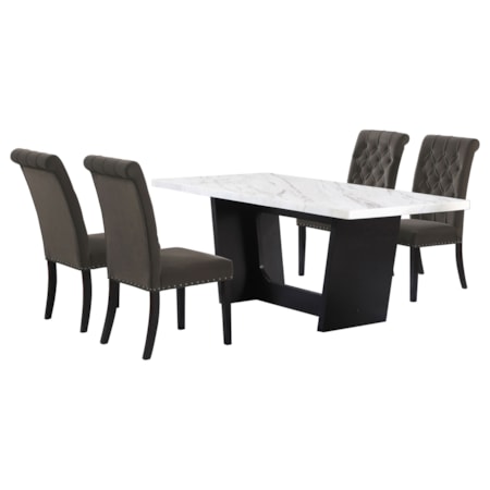 Sherry 5-piece Marble Top Dining Table Set