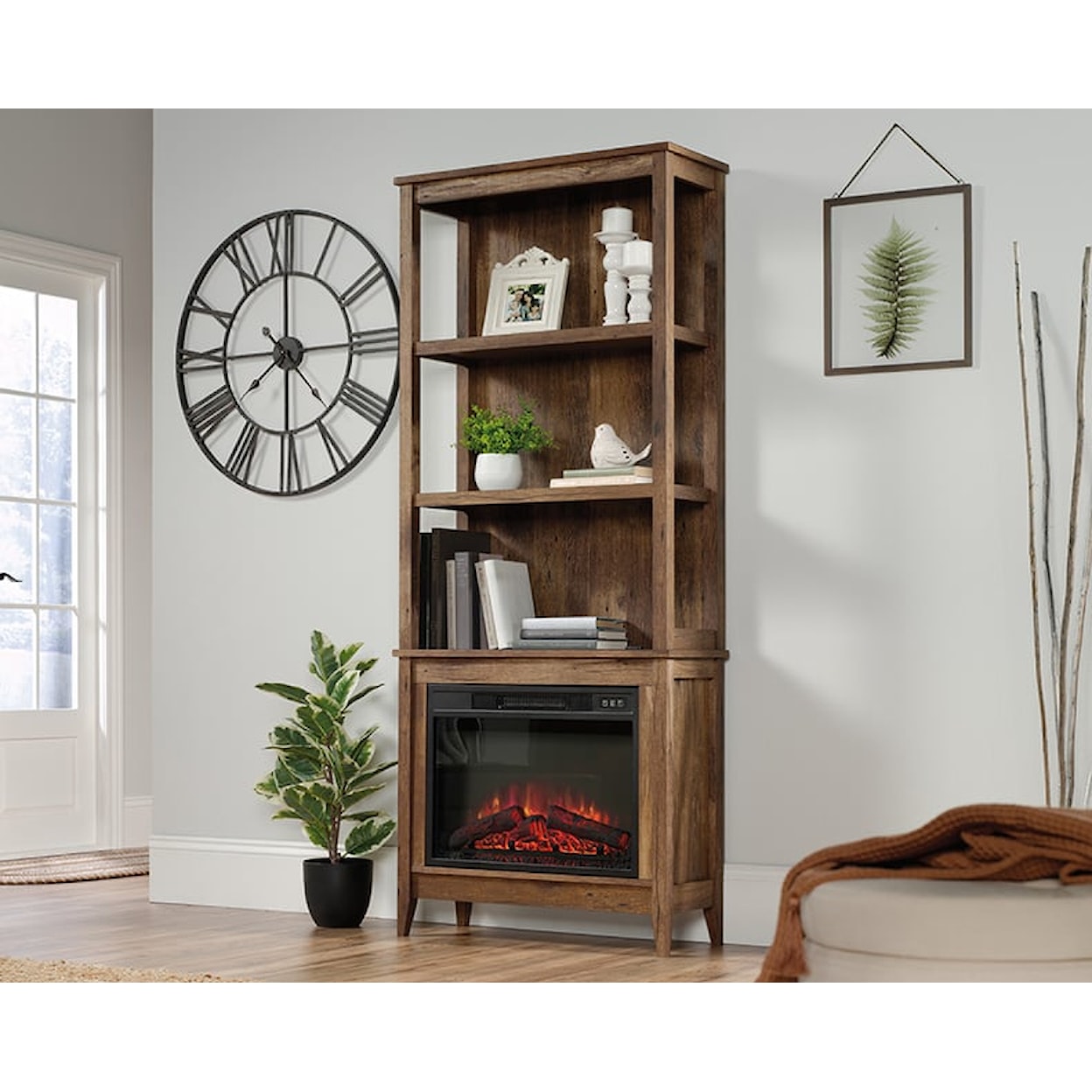 Sauder Miscellaneous Storage Bookshelf with Fireplace