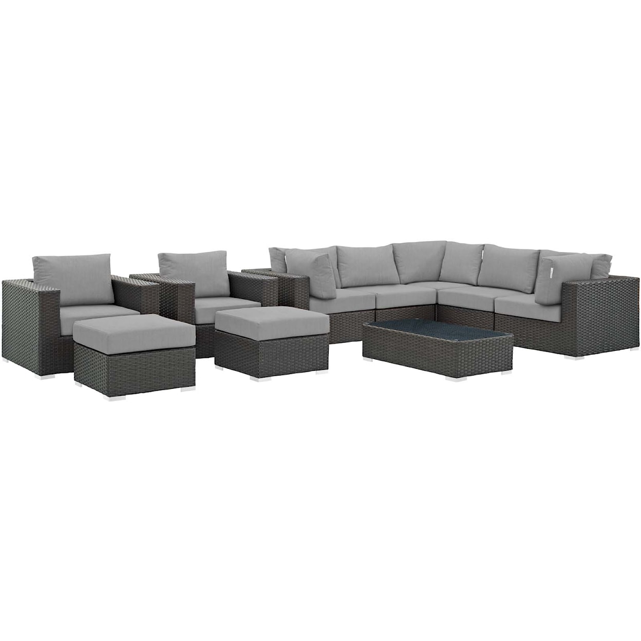 Modway Sojourn Outdoor 10 Piece Sectional Set