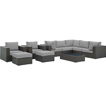 Outdoor 10 Piece Sectional Set