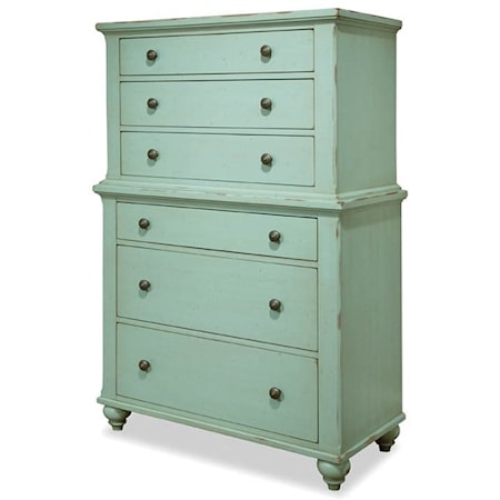 Casual 6-Drawer Tall Chest with Soft-Close Drawers