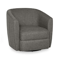 Dorset Contemporary Swivel Base Barrel Chair with Attached Cushions