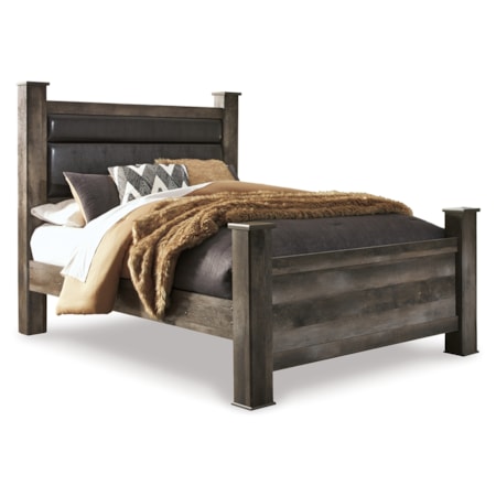 Queen Upholstered Poster Bed