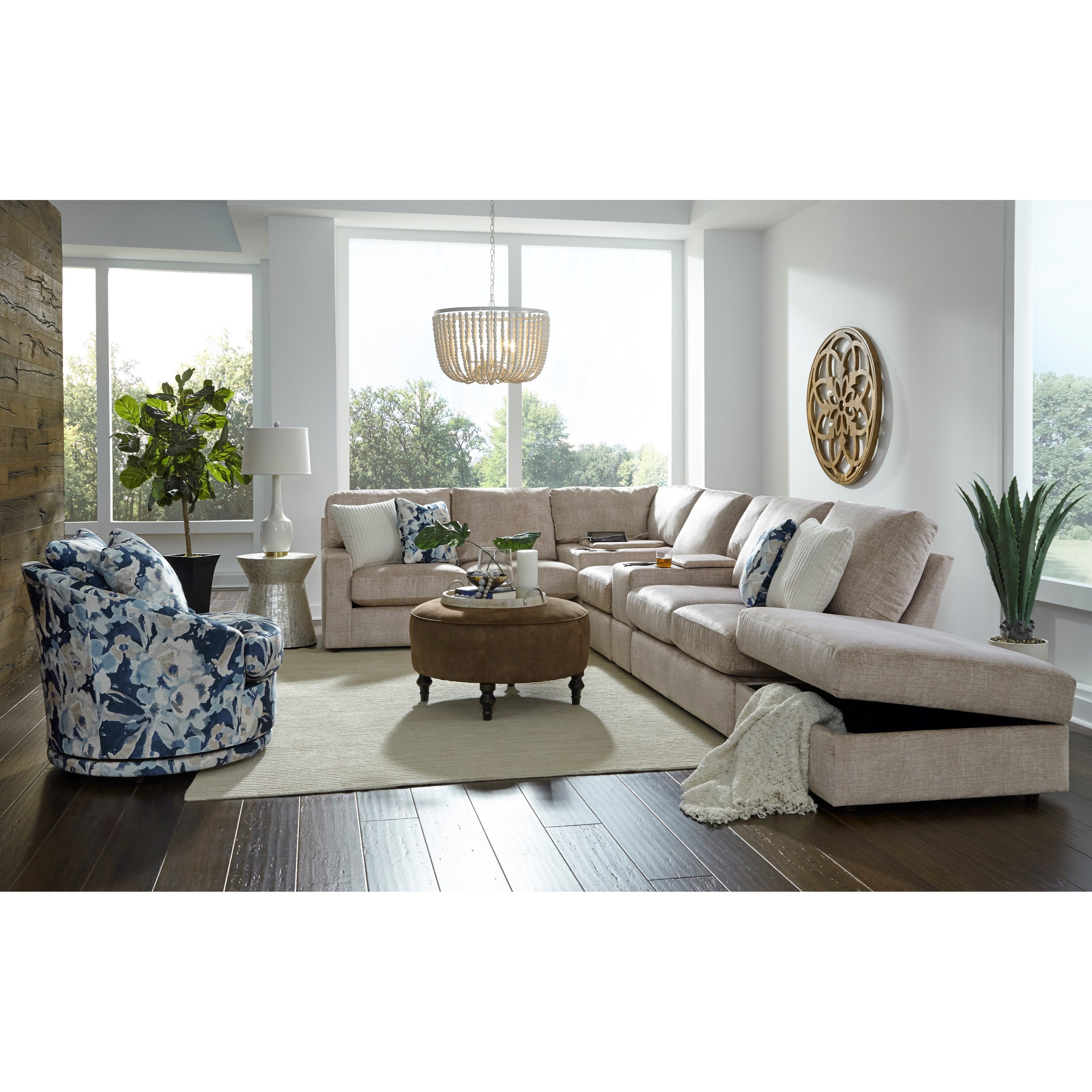 5-Seat Sofa w/ Wireless Charge &amp; RAF Ottoman