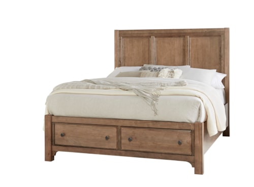 Farmhouse King Panel Bed with Footboard Storage