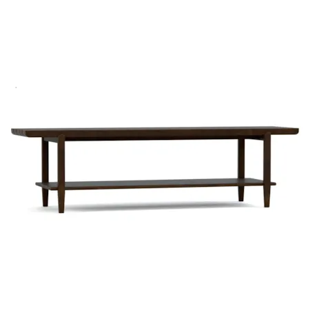 Slatted Accent Bench w/Floating Shelf