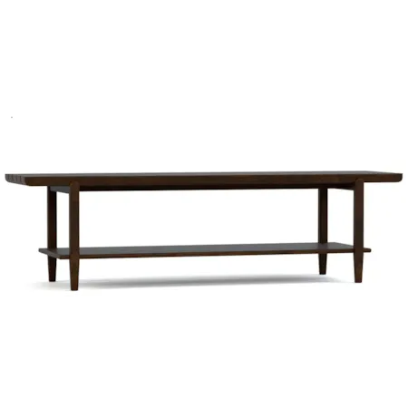 Slatted Accent Bench w/Floating Shelf
