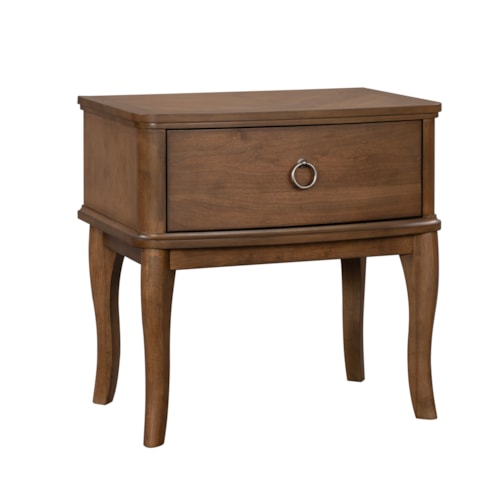 Transitional 1-Drawer Nightstand with Outlets