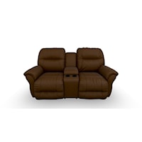 Casual Power Space Saver Reclining Loveseat with Storage Console