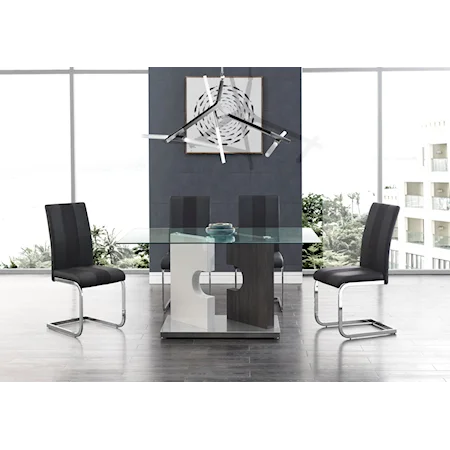 Contemporary Dining Table with 4 Dining Chairs