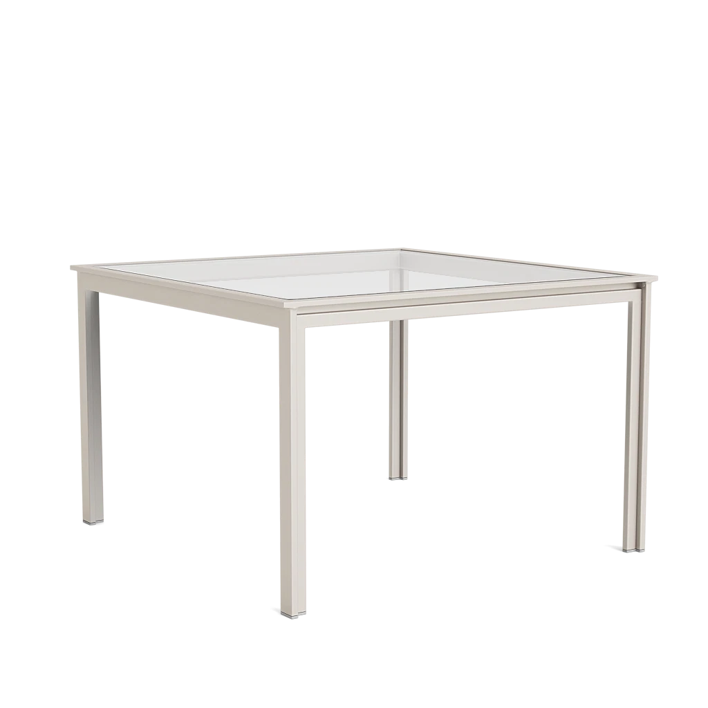 Modern 45" Sq. Glass-Top Dining Table