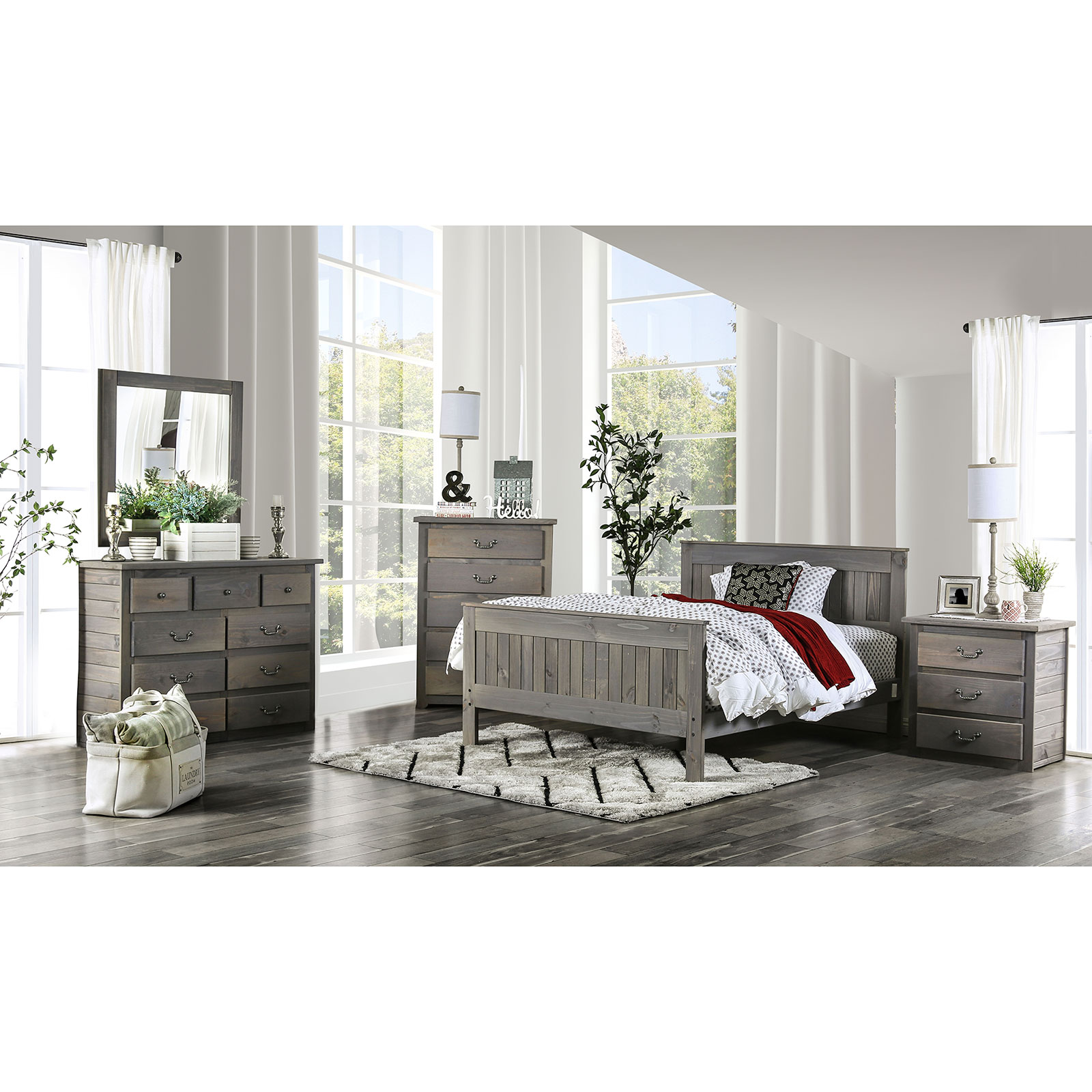 Furniture of America Rockwall AM7973F4PC Rustic 4Piece Full Bedroom