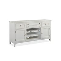 Traditional 4-Drawer Buffet with Wine Bottle Rack