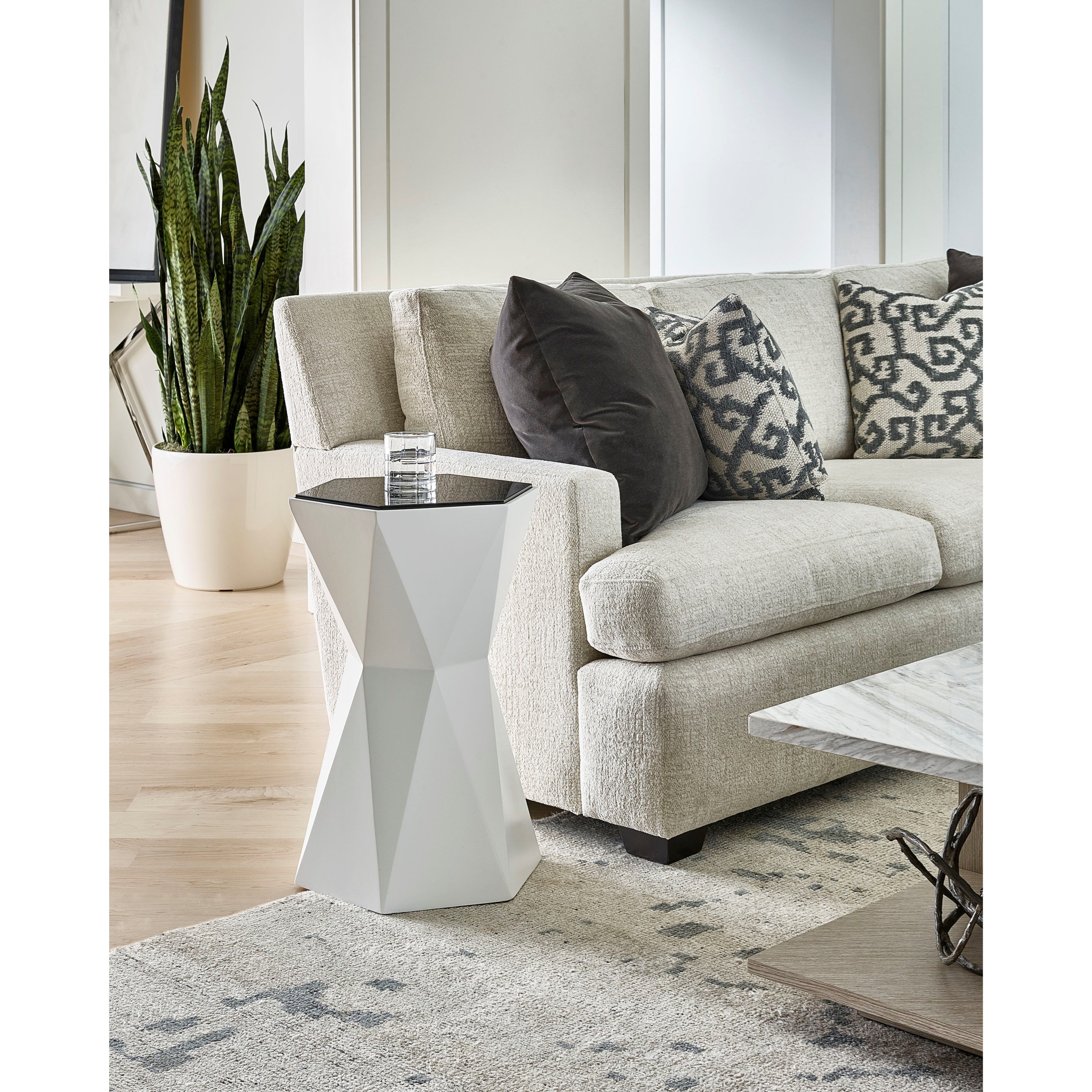 Universal Modern 964821 Hexagon Martini Table with Gray Glass Top