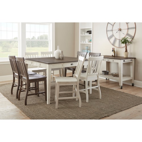 Farmhouse 10-Piece Counter Height Dining Set with Two-Tone Finish