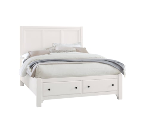 Farmhouse Queen Panel Bed with Footboard Storage