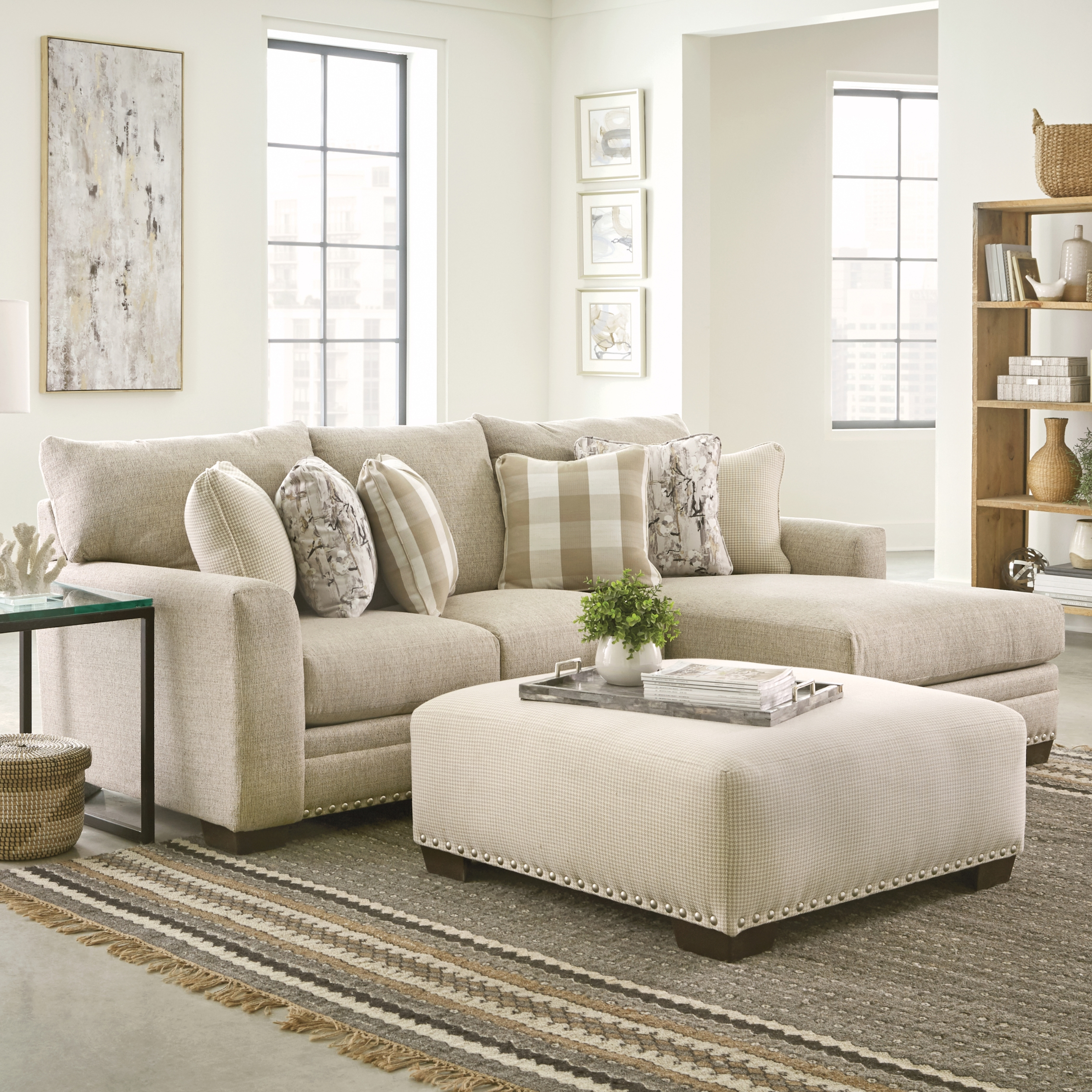 3-Piece Sectional Sofa with Cocktail Ottoman