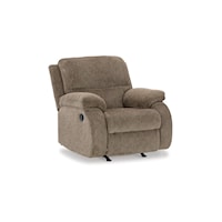 Contemporary Rocker Recliner with Pillow Armrests