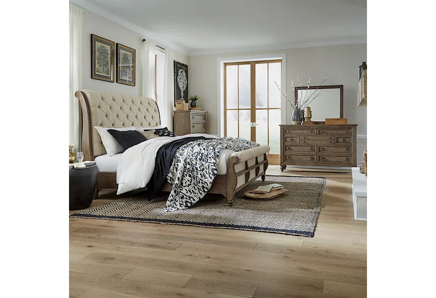 Americana Farmhouse Queen Sleigh Bedroom Group by Liberty Furniture at A1 Furniture & Mattress