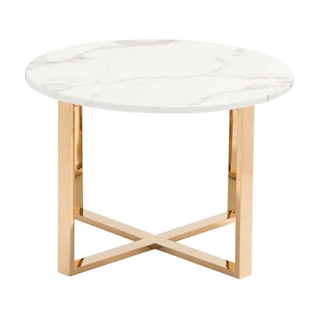 Globe End Table White & Gold