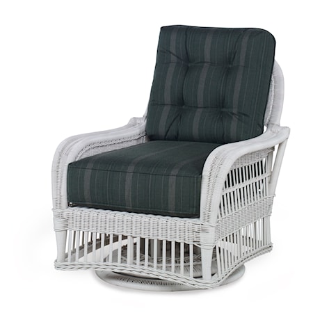 Wicker Swivel Lounge Chair W/ Button Back