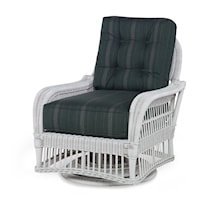 Casual Outdoor Wicker Swivel Lounge Chair W/ Button Back