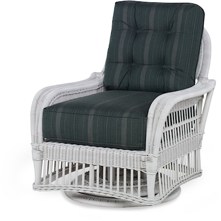 Wicker Swivel Lounge Chair W/ Button Back