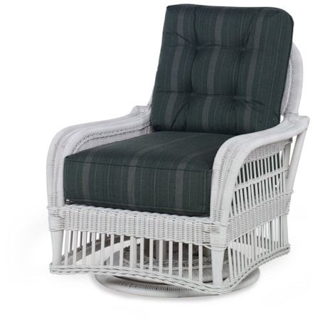 Wicker Swivel Lounge Chair W/ Button Back