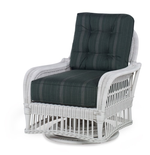 Casual Outdoor Wicker Swivel Lounge Chair W/ Button Back