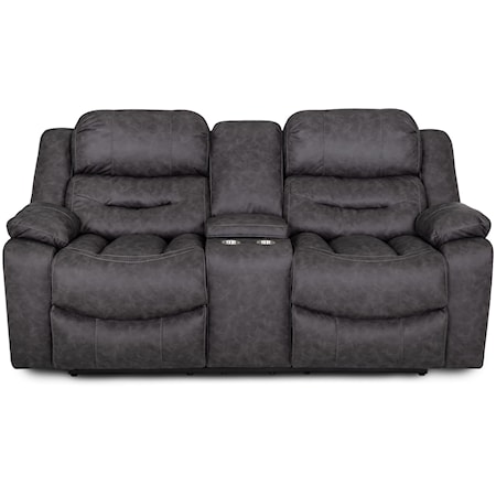 Casual Reclining Loveseat w/Storage Console & Cup Holders