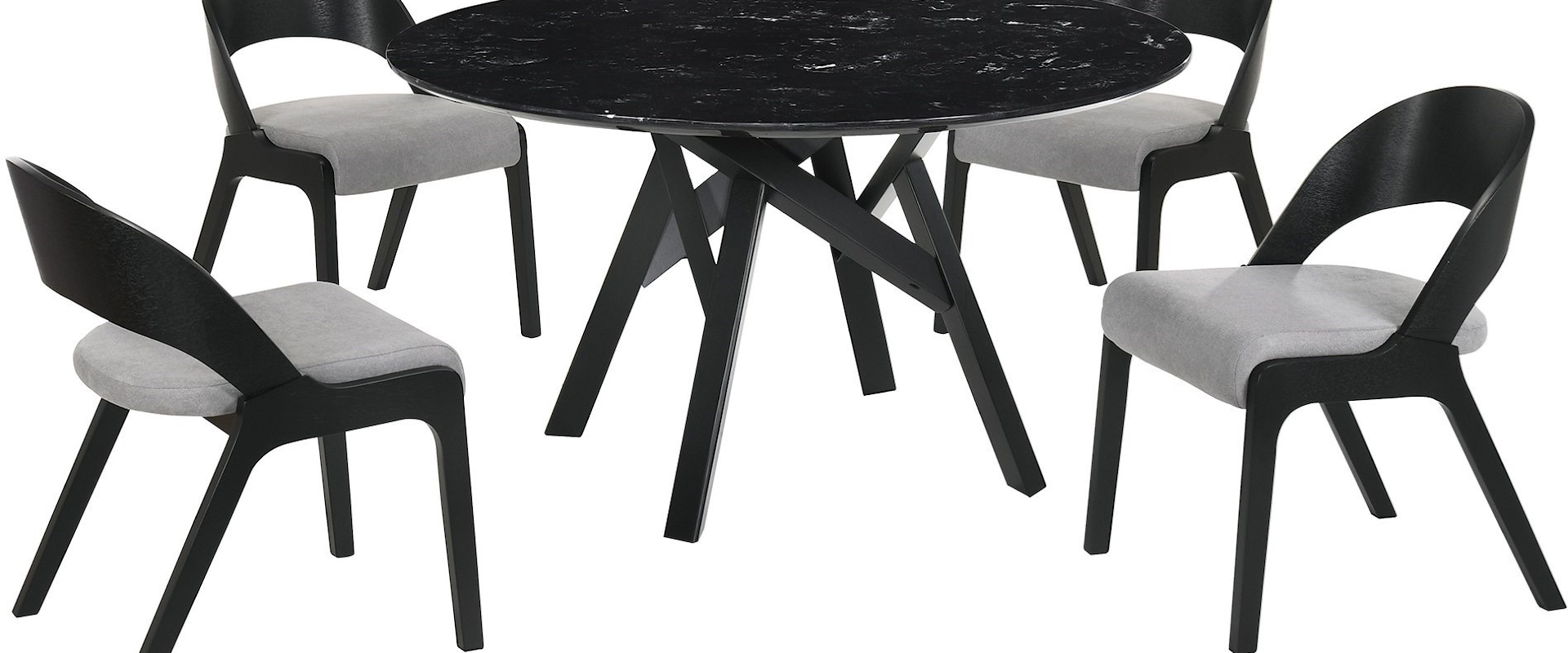 Mid-Century Modern 5-Piece Black Dining Set