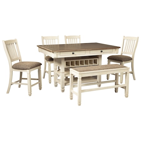 6-Piece Counter Table Set with Bench