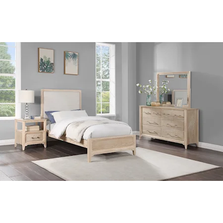 Contemporary Bedroom Set with Nightstand and Dresser/Mirror