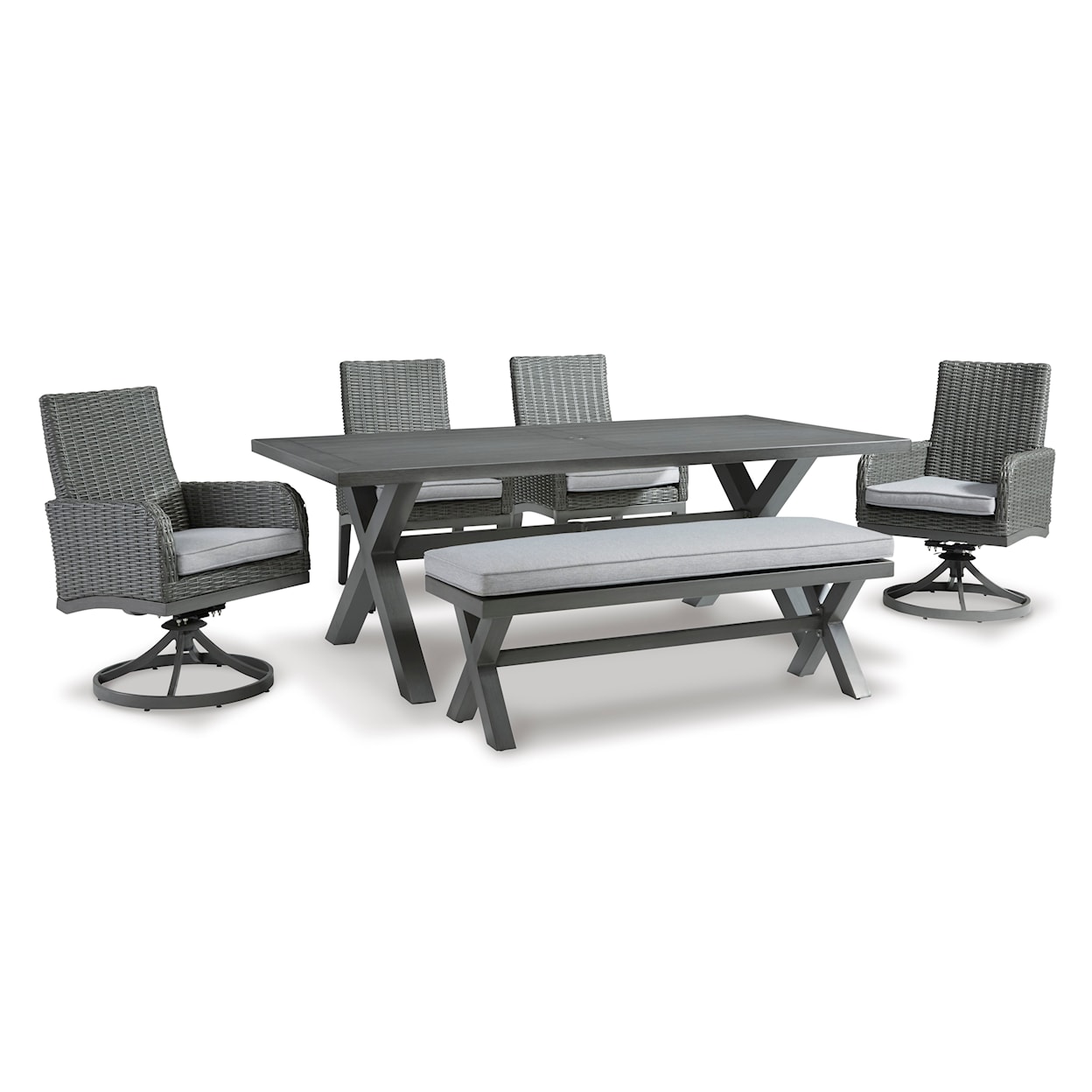 Signature Design by Ashley Elite Park 6-Piece Outdoor Dining Set with Bench