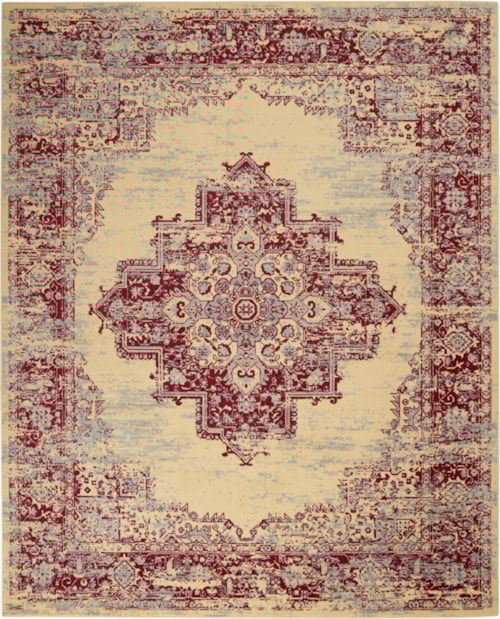 7' x 10' Cream/Red Rectangle Rug