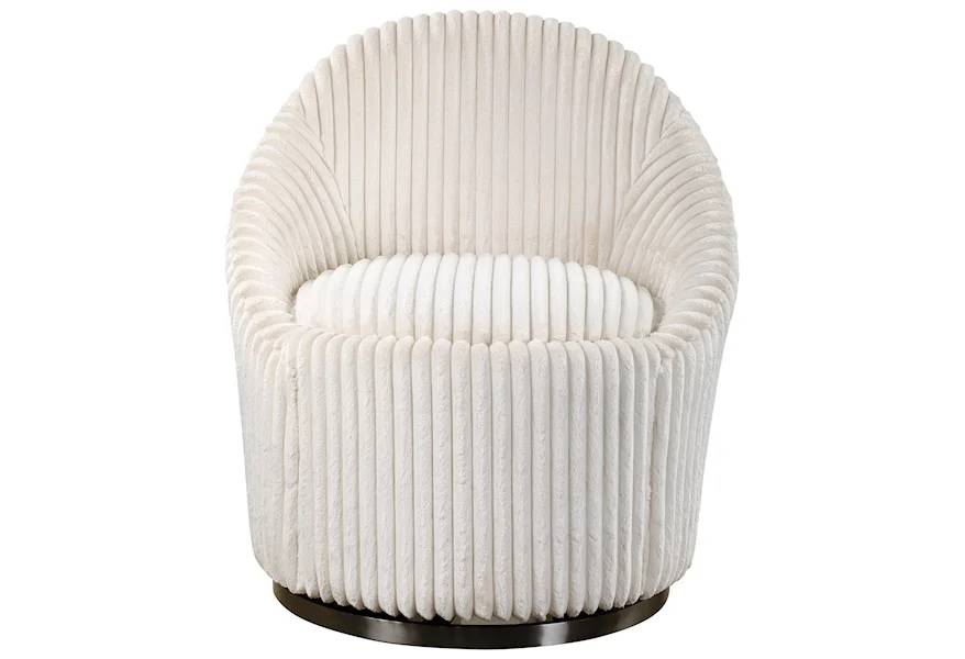 Accent Furniture - Accent Chairs Crue White Swivel Chair by Uttermost at Goffena Furniture & Mattress Center