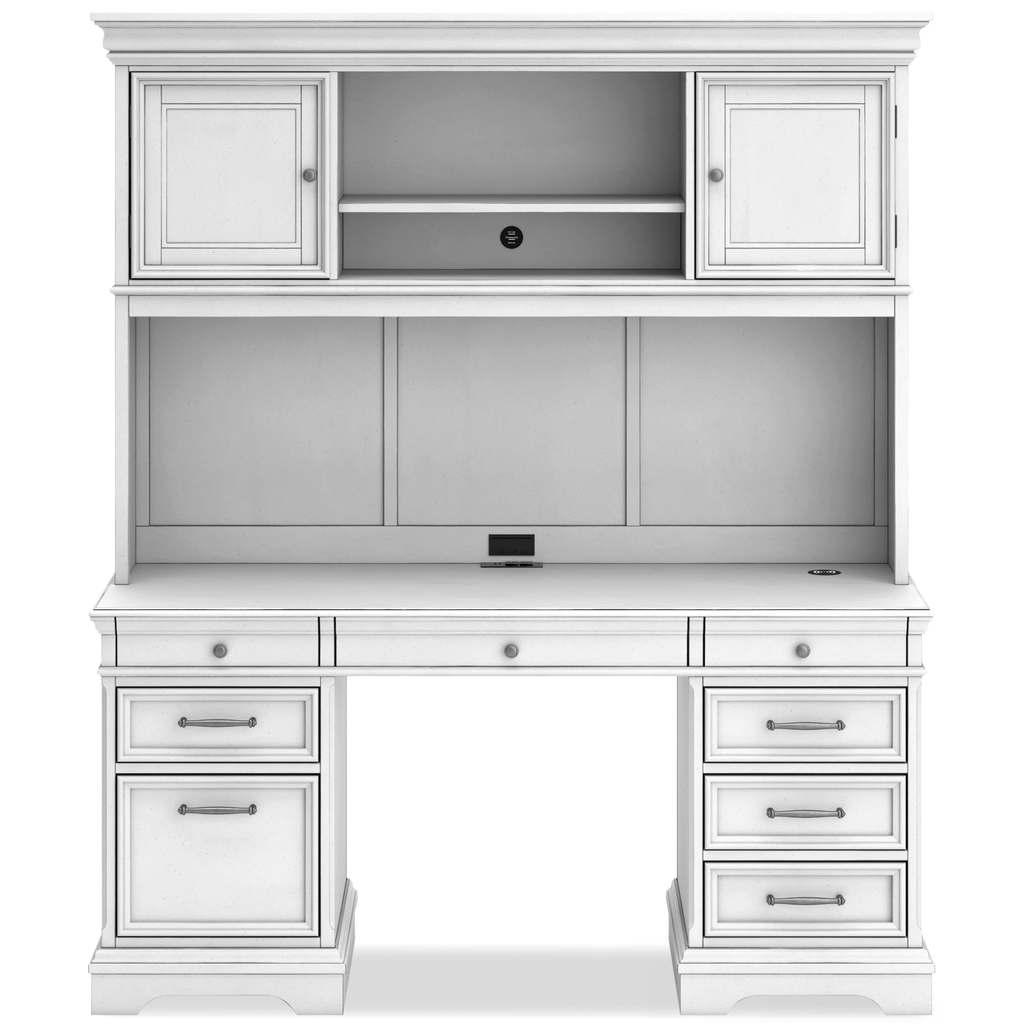 Signature Design by Ashley Kanwyn H777H2 Kneehole Credenza & Hutch