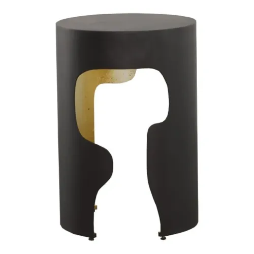 Contemporary Round Drink Table with Gold Accents