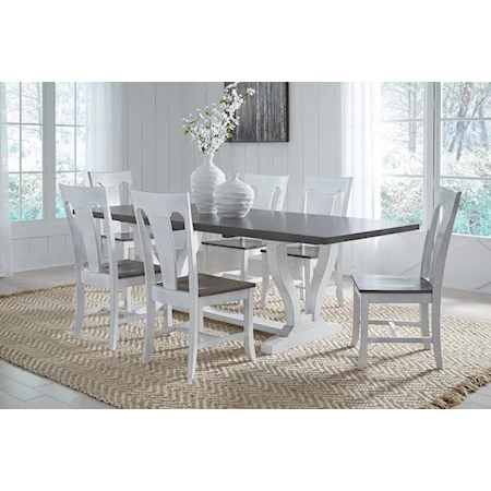 Farmhouse Two-Tone Dining Set w/Six Chairs