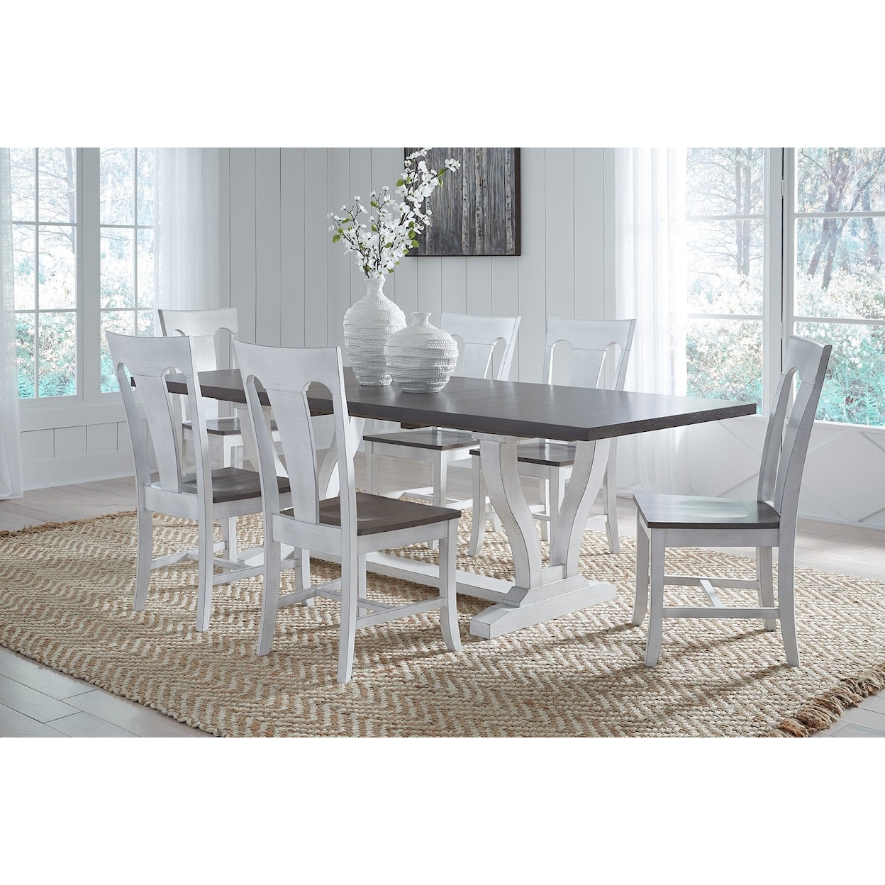 John Thomas Curated Collection Two-Tone Dining Set w/Six Chairs