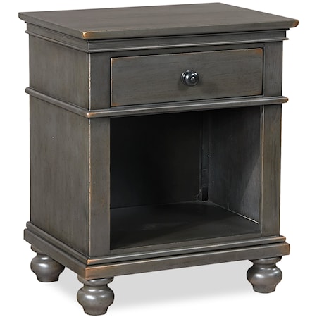 Traditional 1-Drawer Nightstand with Felt-Lined Drawer