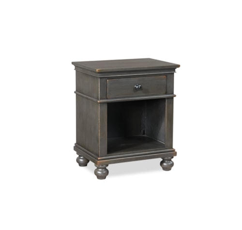 Traditional 1-Drawer Nightstand with Felt-Lined Drawer